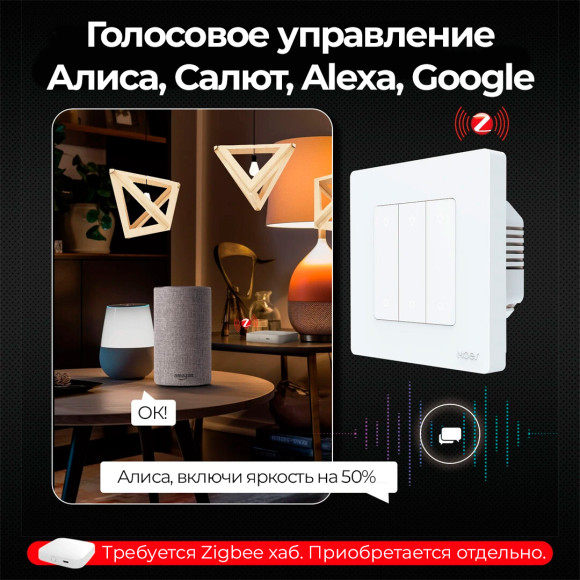 Умный двухклавишный кнопочный Zigbee диммер MOES