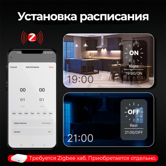 Умный одноклавишный кнопочный Zigbee диммер MOES