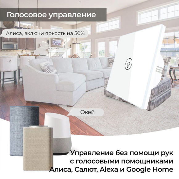 Умный одноклавишный сенсорный Wi-Fi диммер MOES