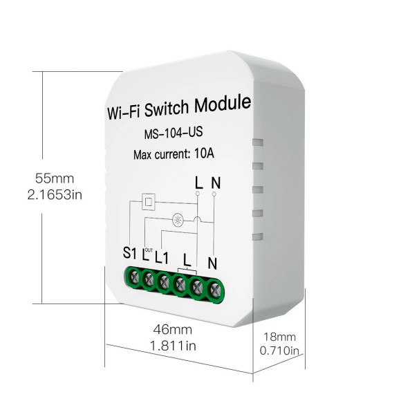 Умное реле для однополюсного трёхпозиционного Wi-Fi выключателя MOES