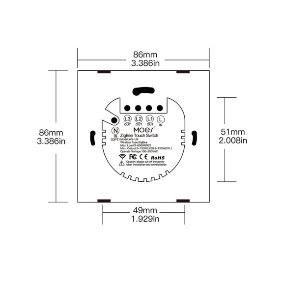 Панель для одноклавишного сенсорного выключателя MOES