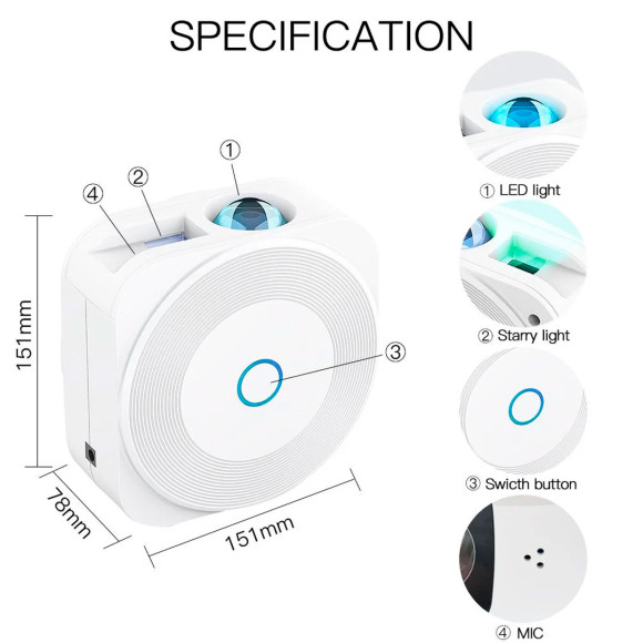 Умный проектор звёздного неба Wi-Fi Moes