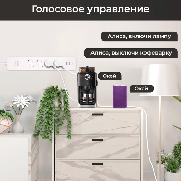 Умный удлинитель Wi-Fi Moes 4 розетки, 2 USB, 1 USB Type C