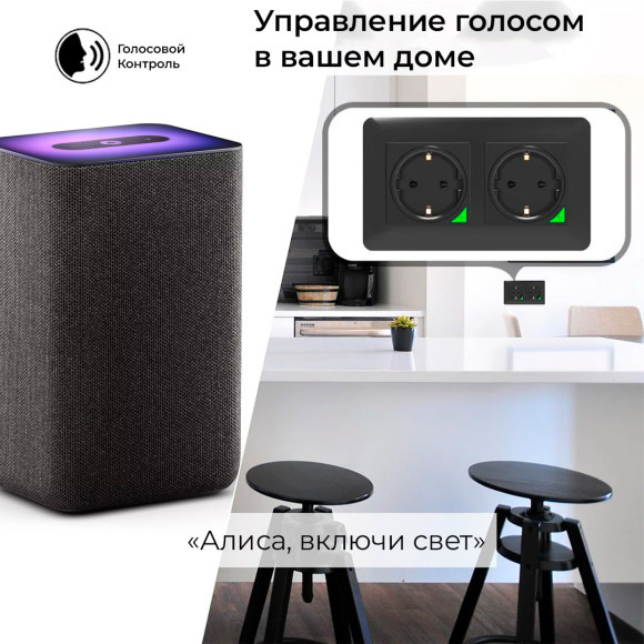Умная встраиваемая Wi-Fi розетка Moes с кнопкой включения