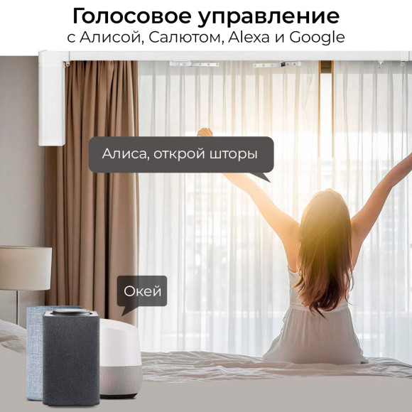 Умный электрокарниз  Wi-Fi Moes с пультом управления