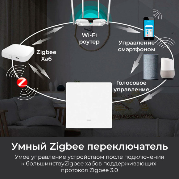 Умный трёхклавишный кнопочный Zigbee двухпозиционнный выключатель MOES