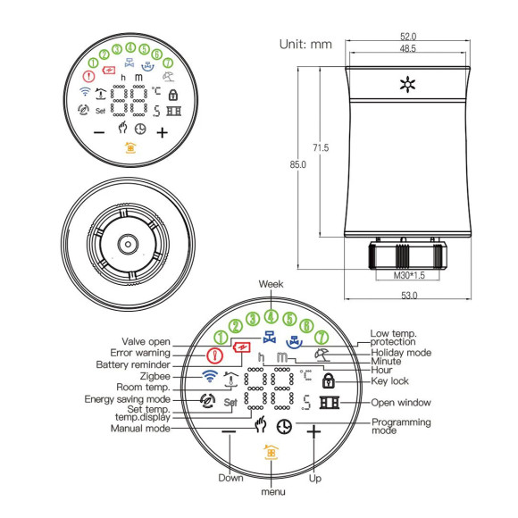 Умный приводной клапан радиатора Zigbee Moes