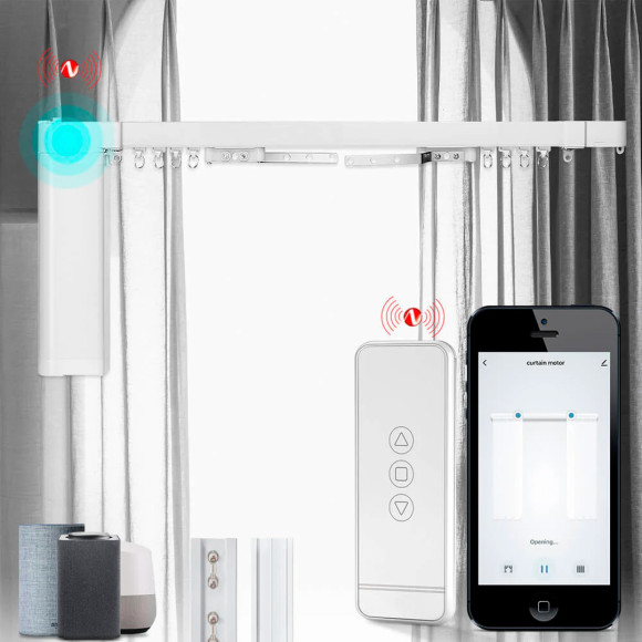Умный электрокарниз  Zigbee Moes с пультом управления